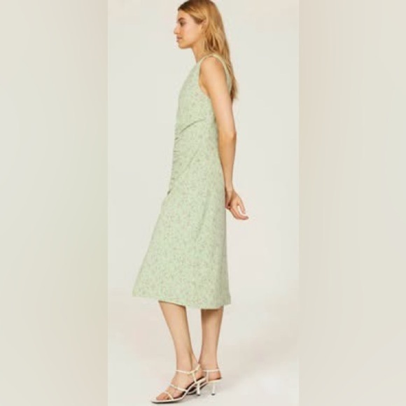 Love, Whit by Whitney Port, Green Floral Ruched Midi Dress size XL - Picture 2 of 6